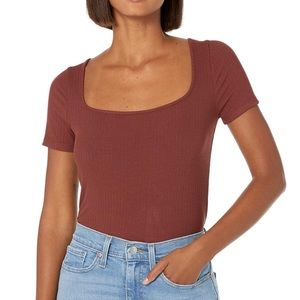 Madewell ribbed square-neck top - dark merlot